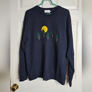 Cuisse DE Grenouille Paris Navy Blue Sweat Shirt with Tree and Moon Design XL